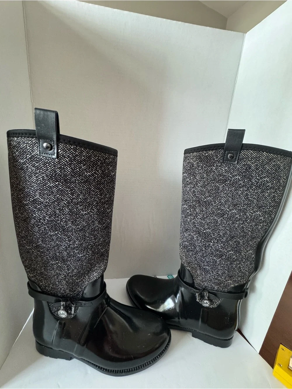MICHAEL KORS Black Waterproof Rubber Knee High Rain Boots Women's Size 10
